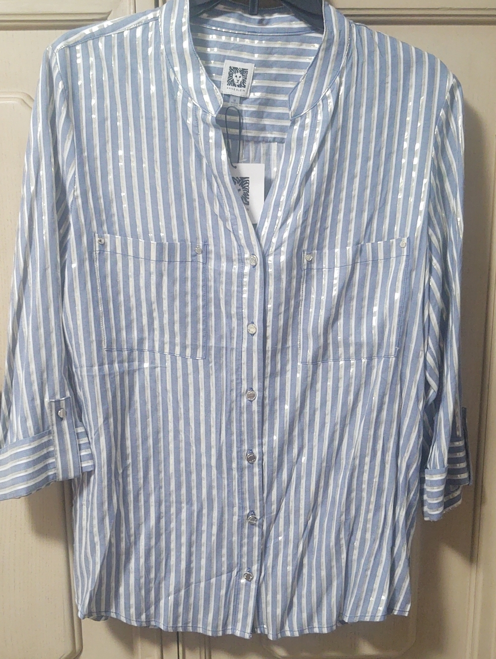 Anne Klein Metallic Stripe Shirt